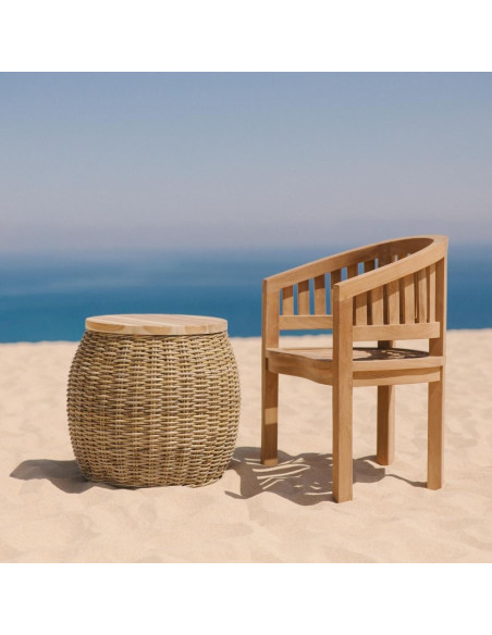 Table d’appoint rotin naturel et bois 50x50x56 cm Altea