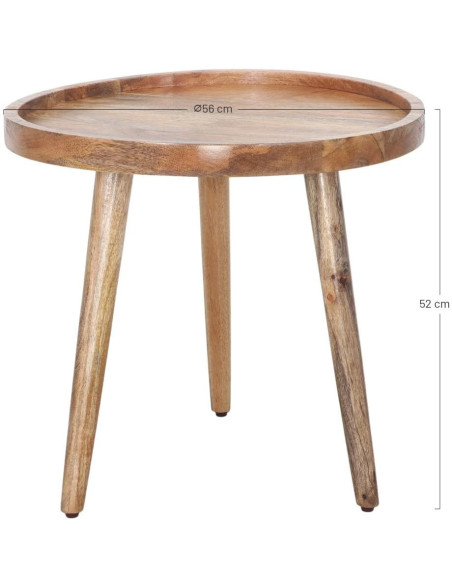 Table basse ronde bois de manguier naturel Ø58x52 cm Aarhus