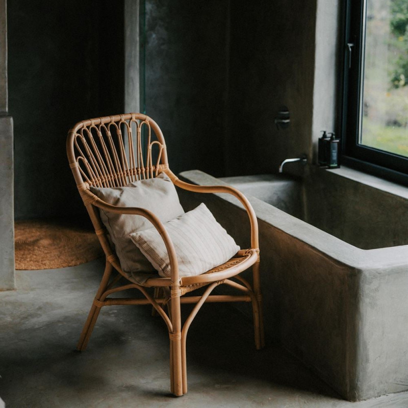Fauteuil rotin naturel dossier haut...