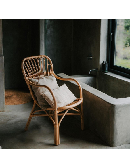 Fauteuil rotin naturel dossier haut 56x72x97 cm Cadaqués
