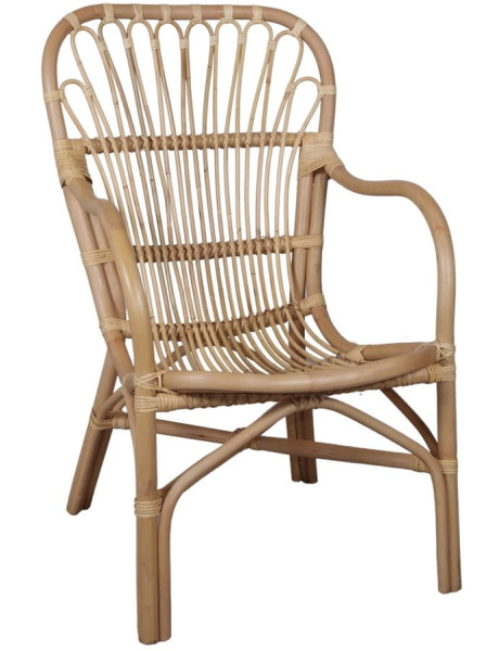 Fauteuil rotin naturel dossier haut 56x72x97 cm Cadaqués