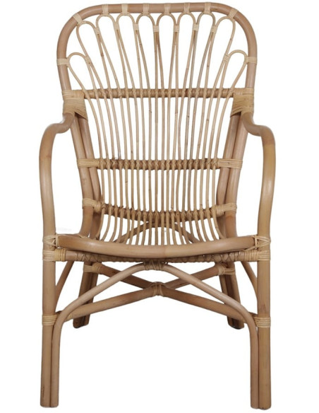 Fauteuil rotin naturel dossier haut 56x72x97 cm Cadaqués