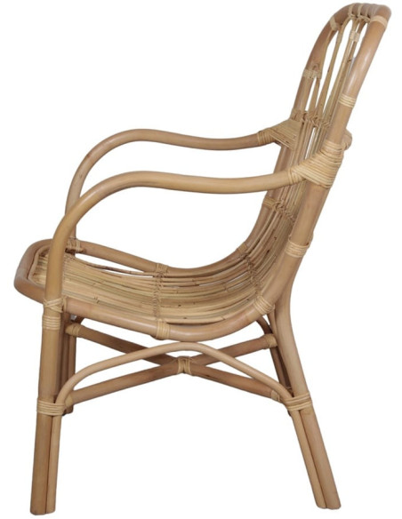 Fauteuil rotin naturel dossier haut 56x72x97 cm Cadaqués