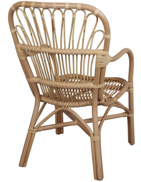 Fauteuil rotin naturel dossier haut 56x72x97 cm Cadaqués
