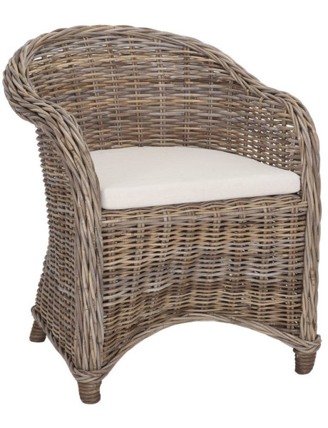 Fauteuil rotin naturel avec coussin écru 68x70x87 cm...