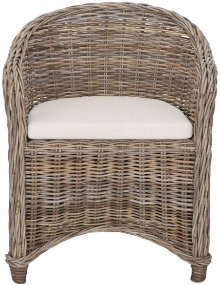 Fauteuil rotin naturel avec coussin écru 68x70x87 cm Sorrente