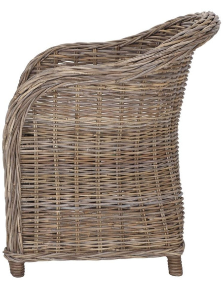 Fauteuil rotin naturel avec coussin écru 68x70x87 cm Sorrente