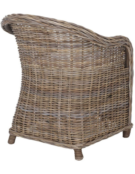 Fauteuil rotin naturel avec coussin écru 68x70x87 cm Sorrente