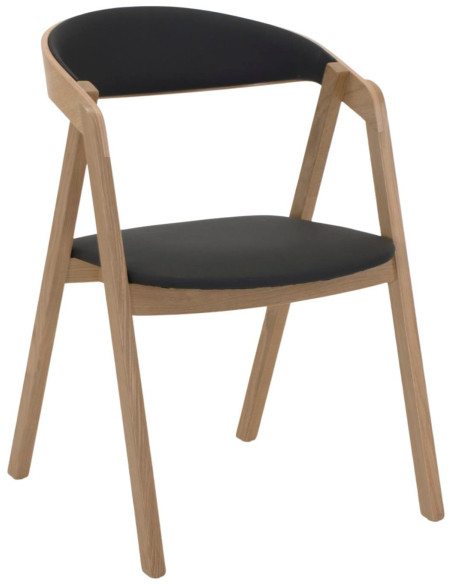 Chaise de salle à manger bois naturel noire 54x60x79 cm Bergen
