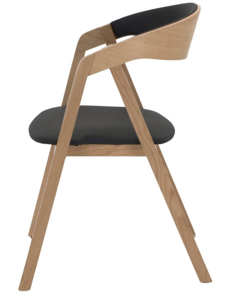 Chaise de salle à manger bois naturel noire 54x60x79 cm Bergen