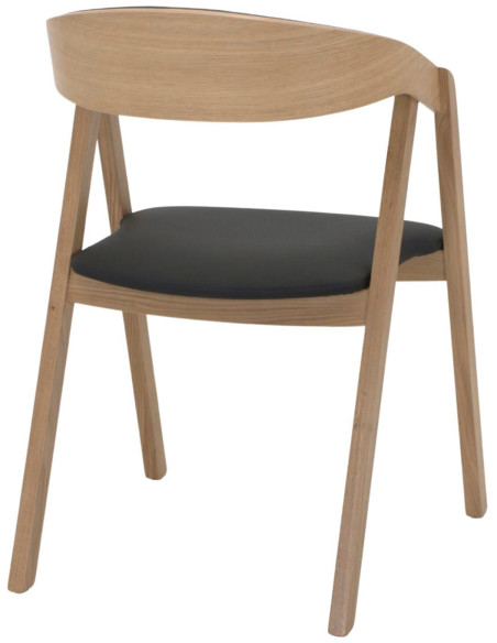 Chaise de salle à manger bois naturel noire 54x60x79 cm Bergen
