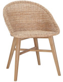 Chaise teck massif et rotin synthétique naturel 58x57x81 cm Ostuni