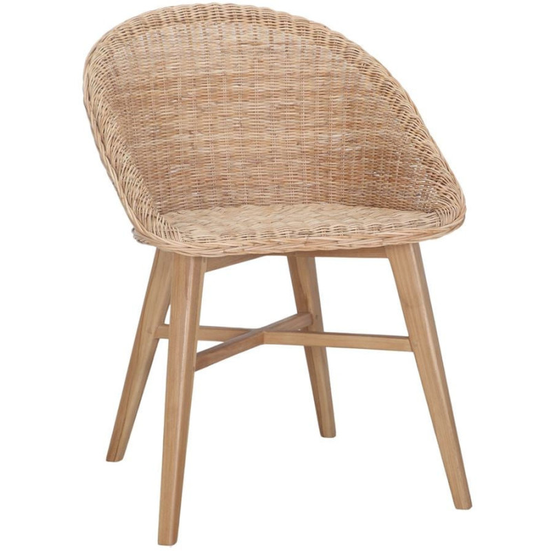 Chaise teck massif et rotin...