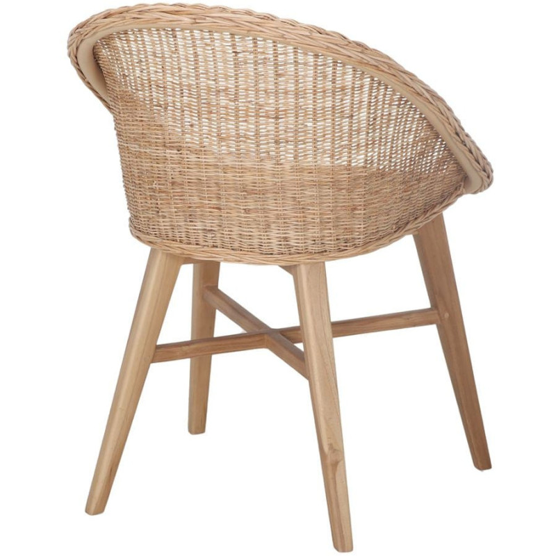 Chaise teck massif et rotin...