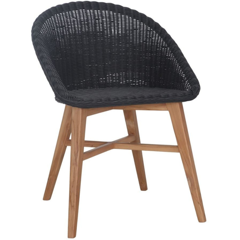 Chaise teck massif et rotin...
