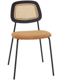 Chaise salle à manger cannage tissu curry 47x51x82 cm Palm Springs