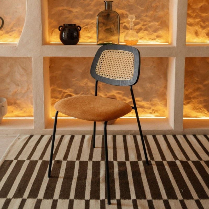 Chaise salle à manger cannage tissu...