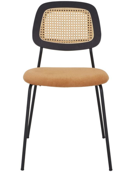 Chaise salle à manger cannage tissu curry 47x51x82 cm Palm Springs