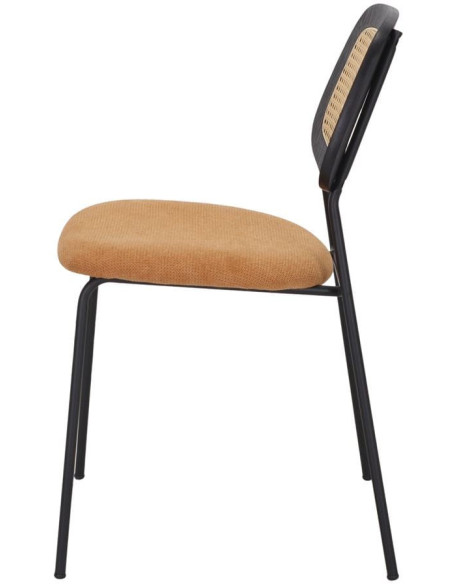 Chaise salle à manger cannage tissu curry 47x51x82 cm Palm Springs