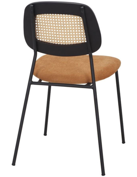 Chaise salle à manger cannage tissu curry 47x51x82 cm Palm Springs