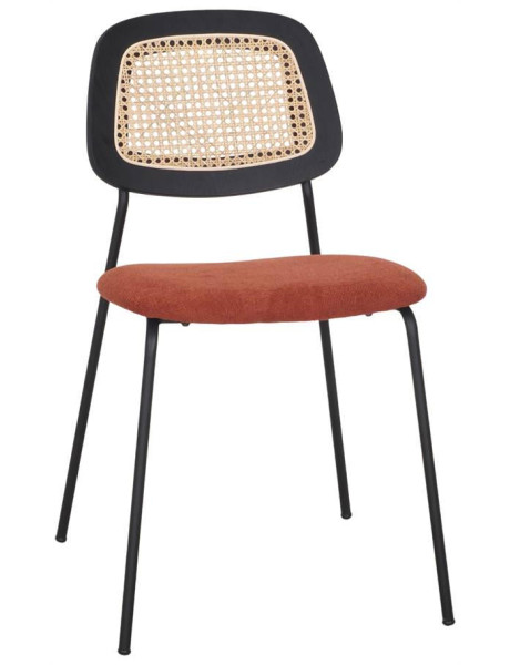Chaise cannage tissu terracotta 47x51x82 cm Palm Springs