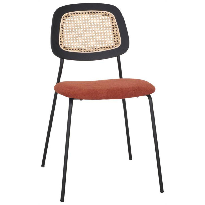 Chaise cannage tissu terracotta...