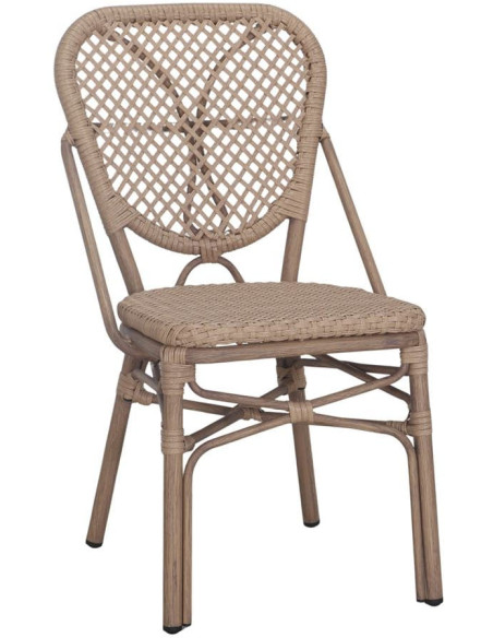 Chaise bistrot extérieure rotin synthétique naturel 47x61x87 cm Collioure