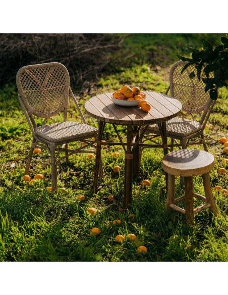 Chaise bistrot extérieure rotin synthétique naturel 47x61x87 cm Collioure