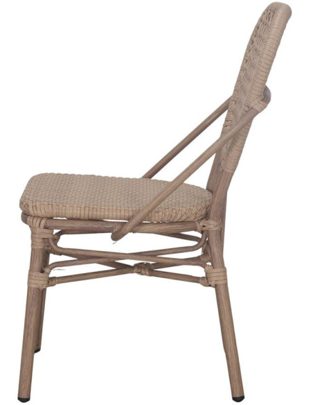 Chaise bistrot extérieure rotin synthétique naturel 47x61x87 cm Collioure