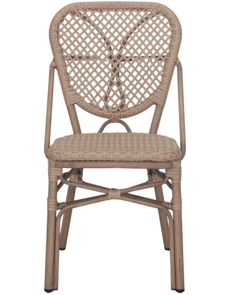 Chaise bistrot extérieure rotin synthétique naturel 47x61x87 cm Collioure