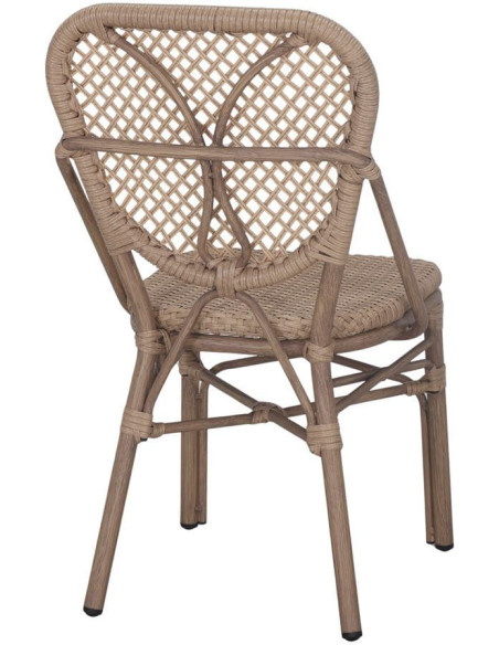 Chaise bistrot extérieure rotin synthétique naturel 47x61x87 cm Collioure
