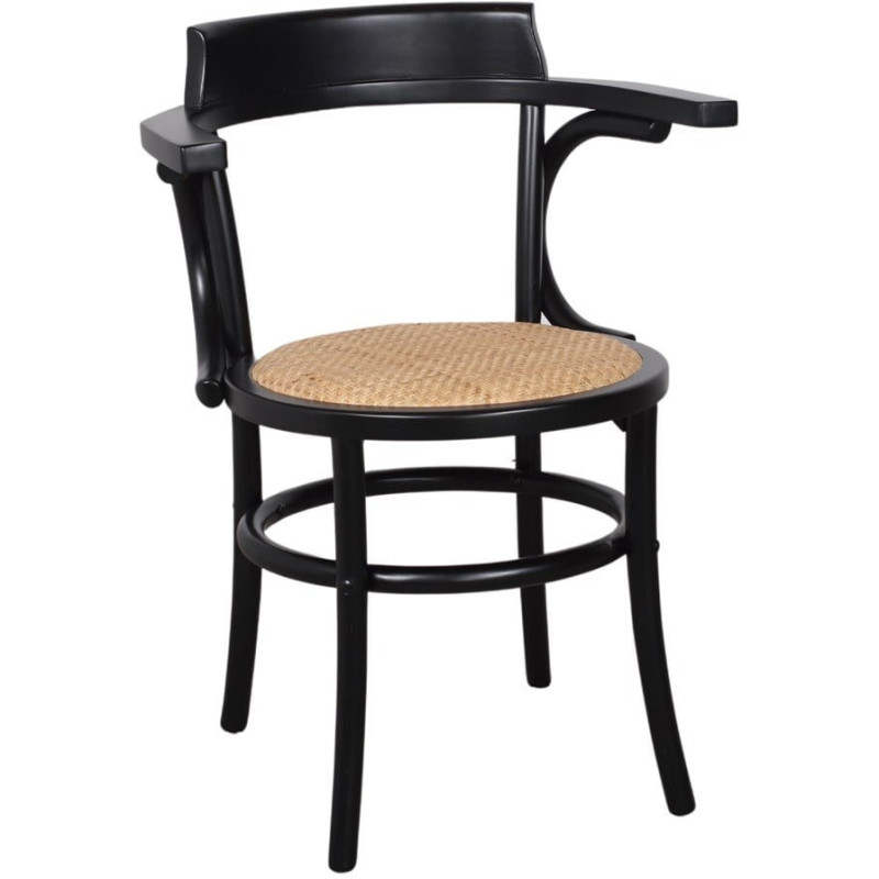 Chaise bistrot bois noir cannage...