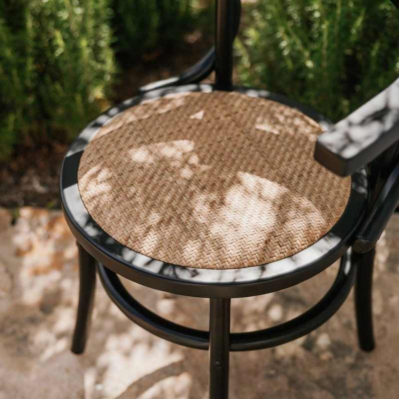 Chaise bistrot bois noir cannage...