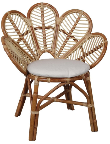 Fauteuil fleur rotin naturel coussin 77x64x91 cm Salina