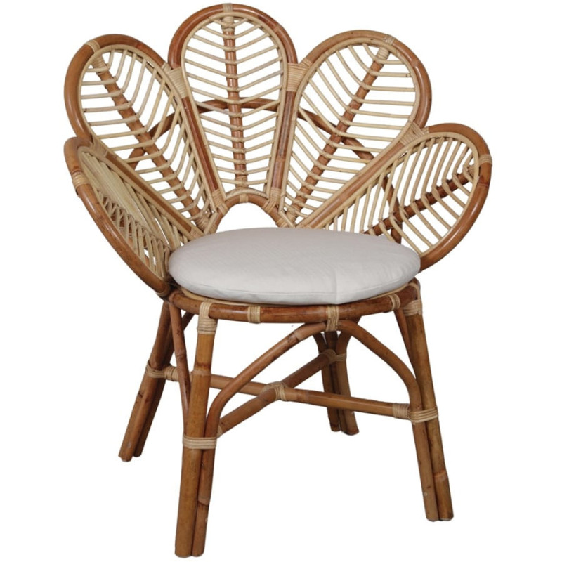 Fauteuil fleur rotin naturel coussin...