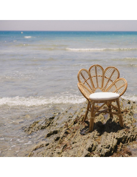 Fauteuil fleur rotin naturel coussin 77x64x91 cm Salina