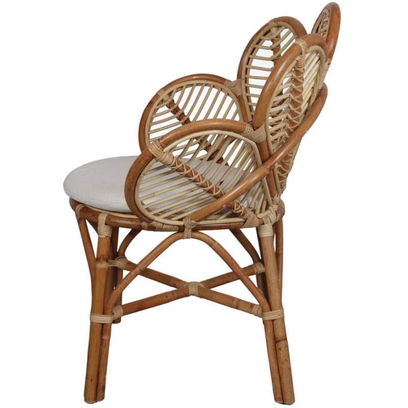 Fauteuil fleur rotin naturel coussin...