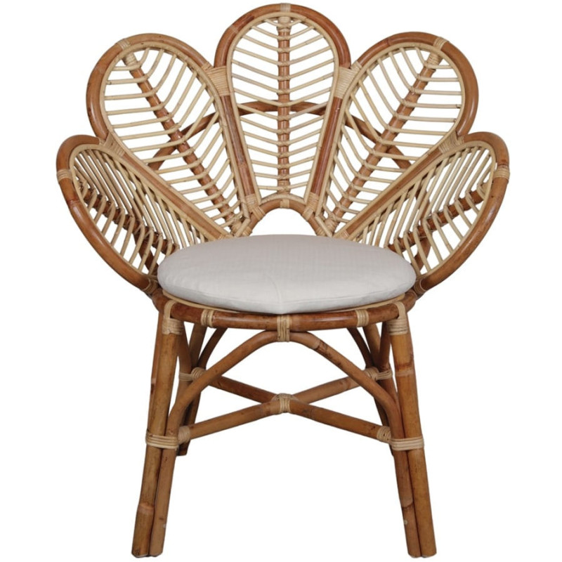Fauteuil fleur rotin naturel coussin...