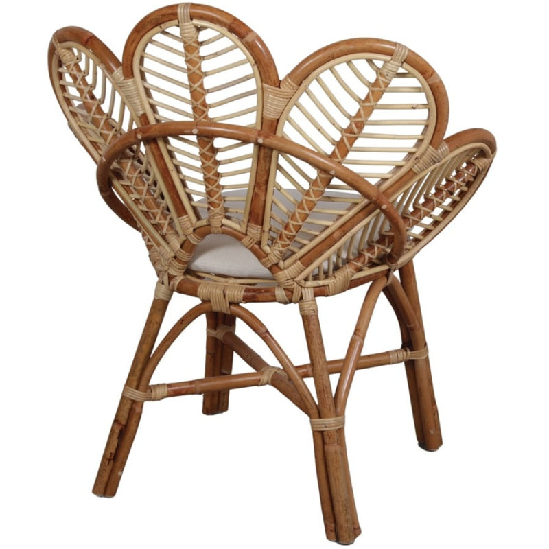 Fauteuil fleur rotin naturel coussin...