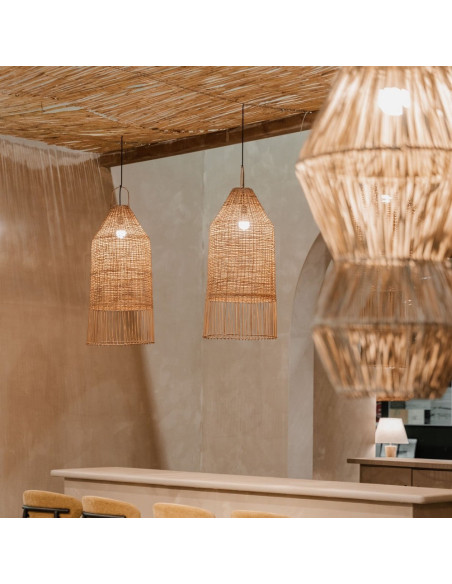 Abat-jour suspension rotin naturel Ø46x91 cm Cefalù