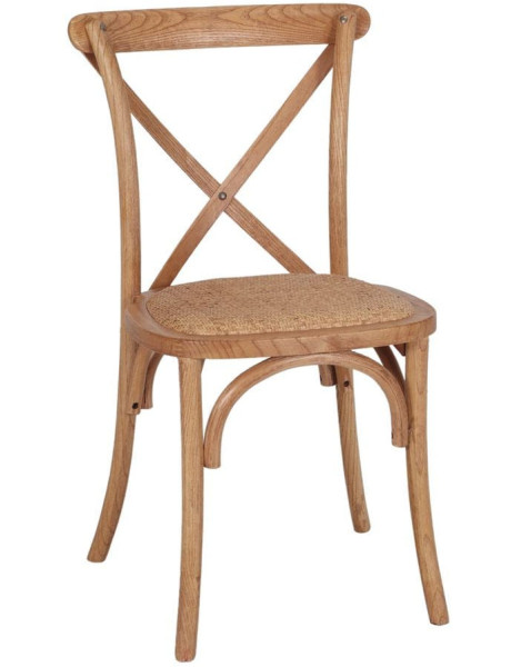 Chaise bistrot bois d’orme naturel assise tressée...