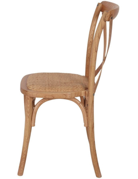 Chaise bistrot bois d’orme naturel assise tressée 50x53x88 cm Pienza