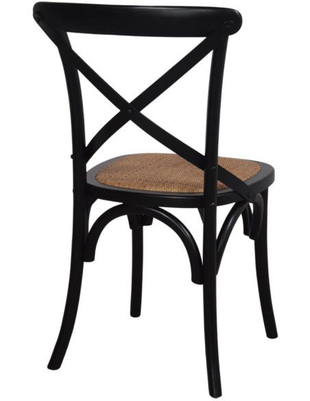 Chaise bistrot noire bois d’orme assise tressée 50x53x88 cm Pienza