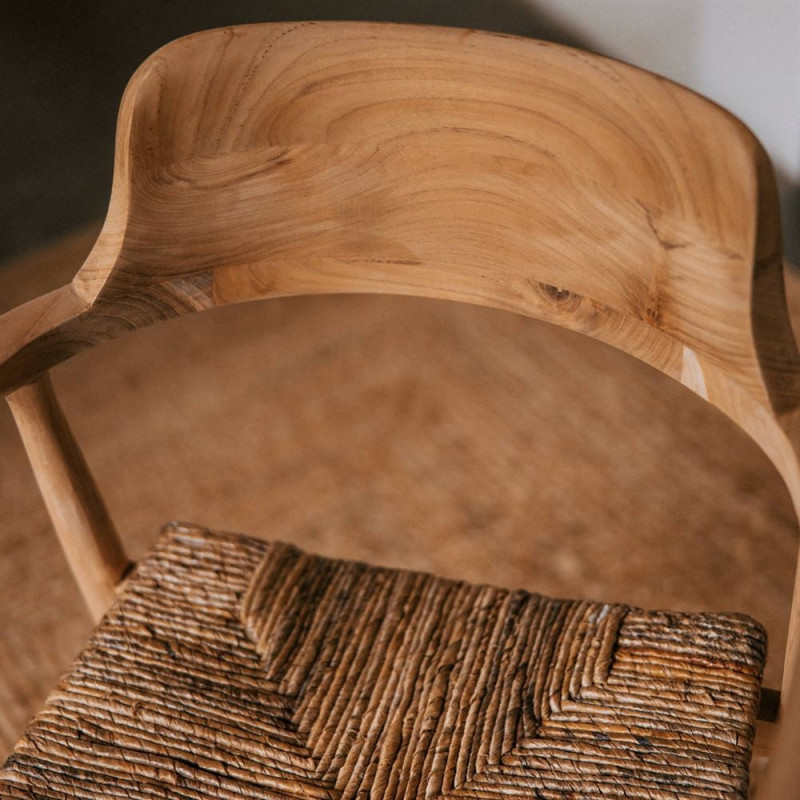 Fauteuil de table teck assise tressée...