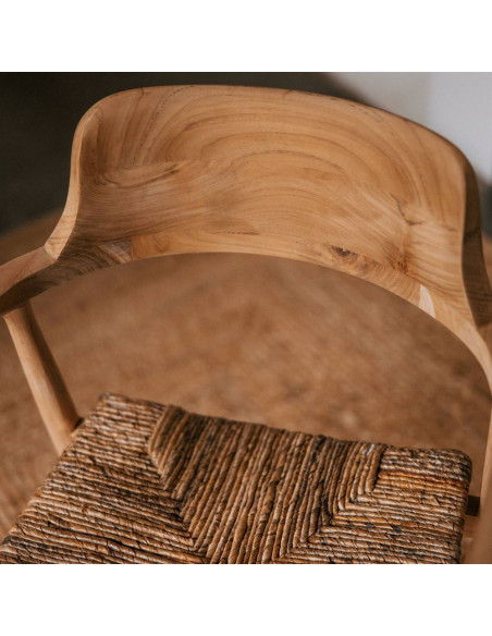 Fauteuil de table teck assise tressée 58x64x78 cm Sigtuna