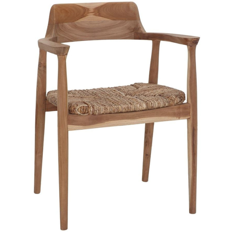 Fauteuil de table teck assise tressée...