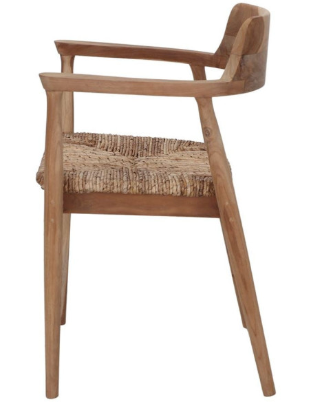 Fauteuil de table teck assise tressée 58x64x78 cm Sigtuna