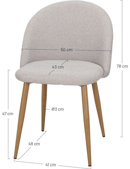 Lot de 2 chaises salle à manger tissu bleu marine 50x54x78 cm Naantali