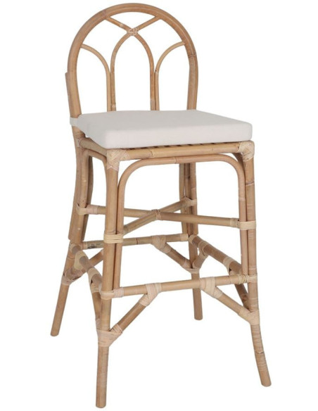 Tabouret de bar rotin naturel avec coussin 50x58x110 cm Orosei