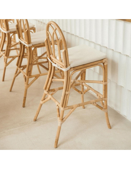 Tabouret de bar rotin naturel avec coussin 50x58x110 cm Orosei